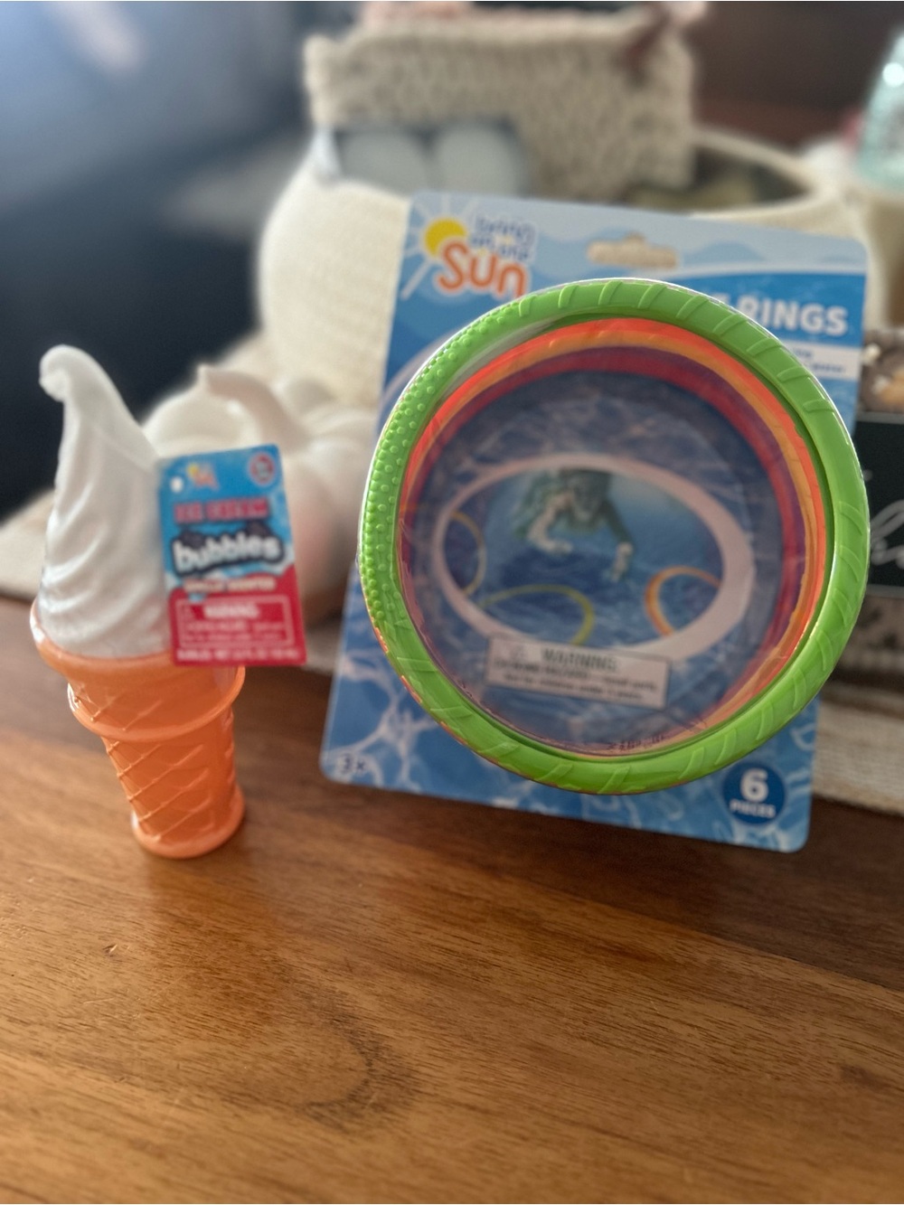 Kids Swimming Rings - Green/Multicolor - 6 Pack and Ice Cream Scented Bubbles